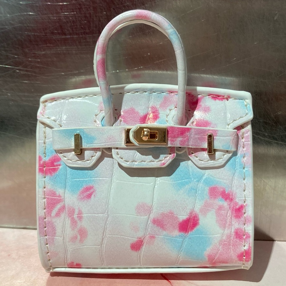 🐊👜 Handmade Mini Sakura Crocodile Pattern Birkin AirPod Tote Bag Charm Miniature